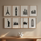 Famous Landmarks Silhouette Collection – Dining Room Set of 6 - Hakyarts
