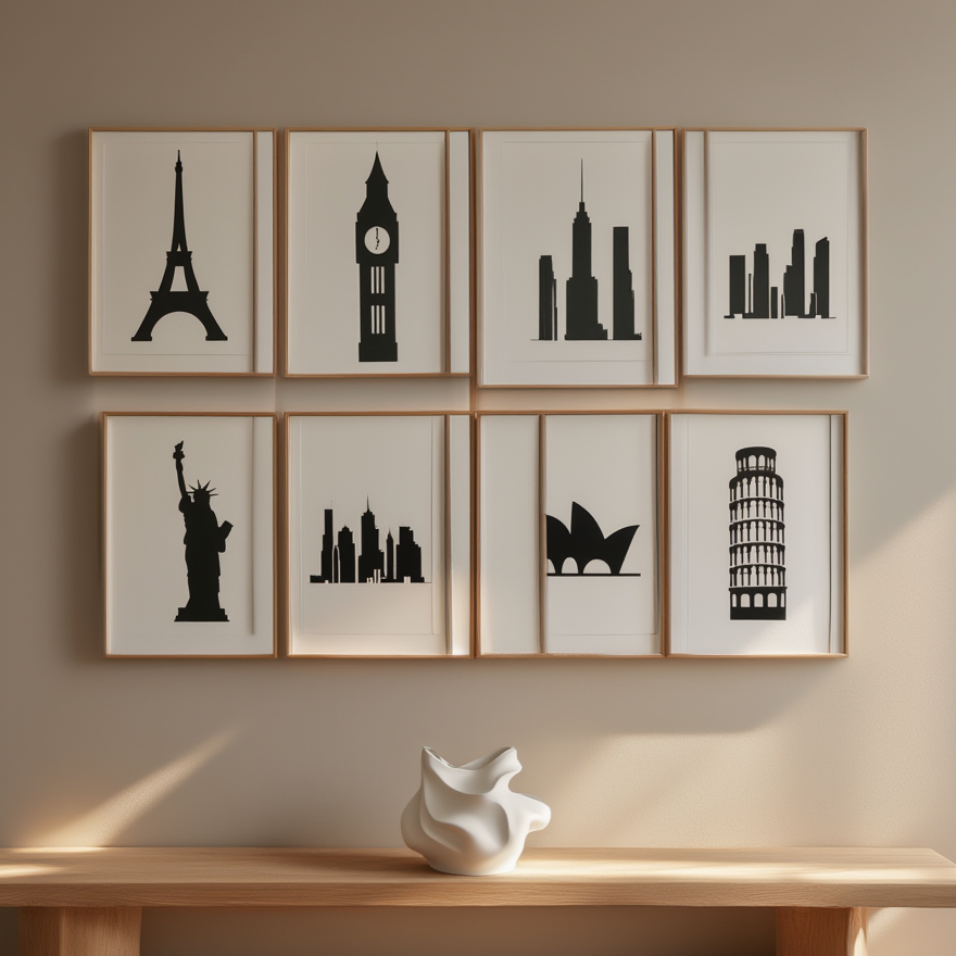 Famous Landmarks Silhouette Collection – Dining Room Set of 6 - Hakyarts
