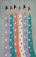 Set of 2 Lavender Coral Figures & Playful Dog Prints | Contemporary Abstract Figurative & Animal Wall Art Set