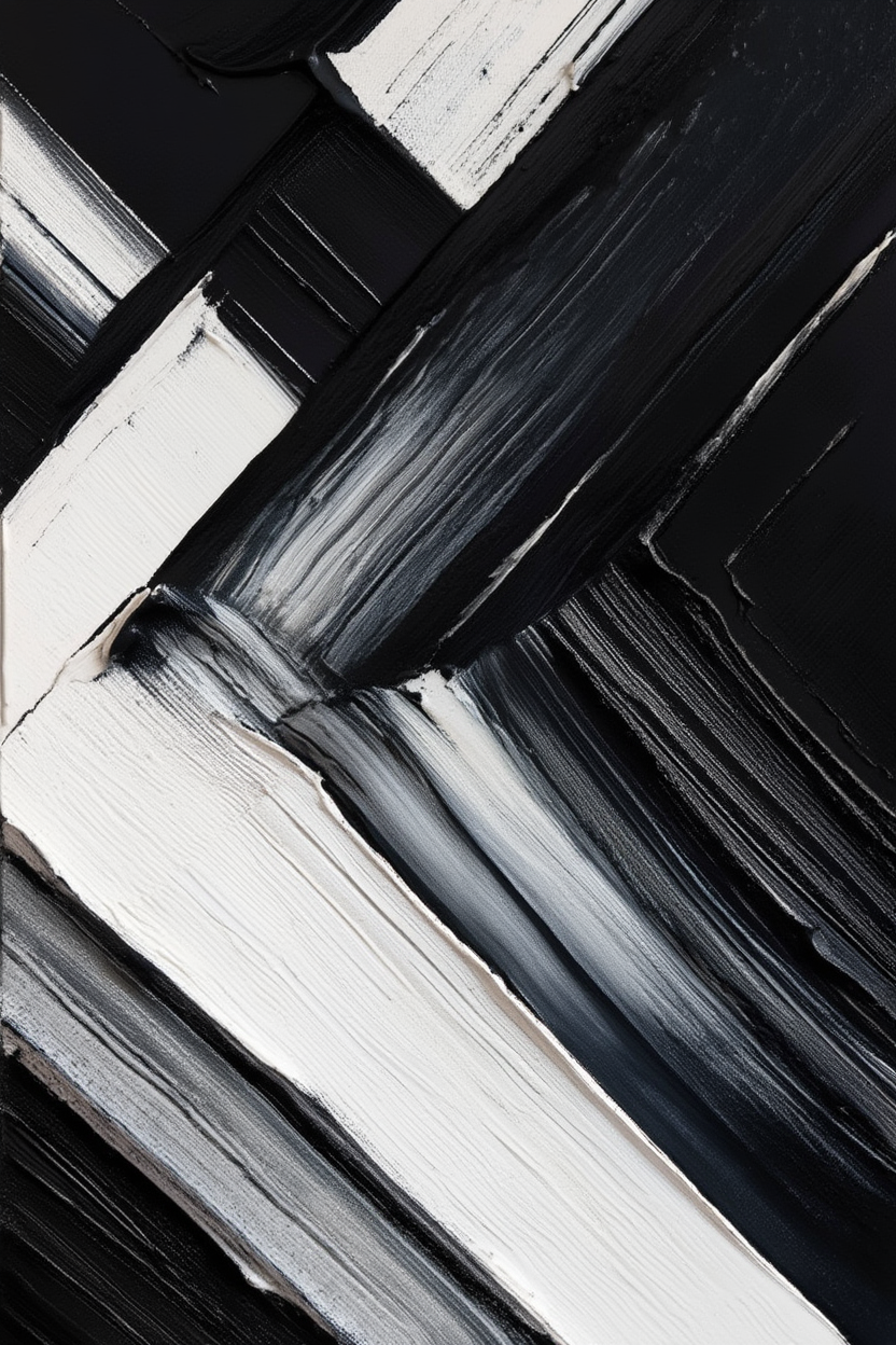 Abstract Black & White Canvas – Version 1 – Set of 3 - Hakyarts