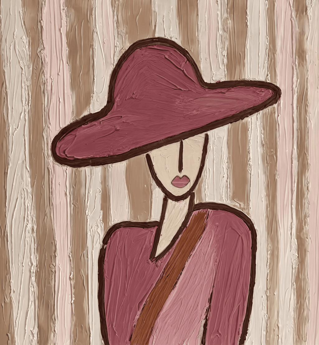 Burgundy Hat | Contemporary Figurative Wall Art Print