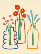 Line Drawn Floral Vases | Contemporary Botanical Wall Art