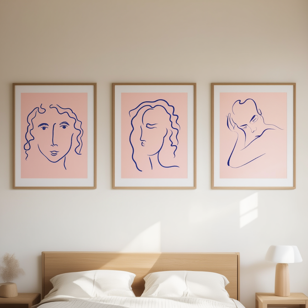 Set of 3 Abstract Female Art Prints – Contemporary Figurative Wall Decor - Hakyarts