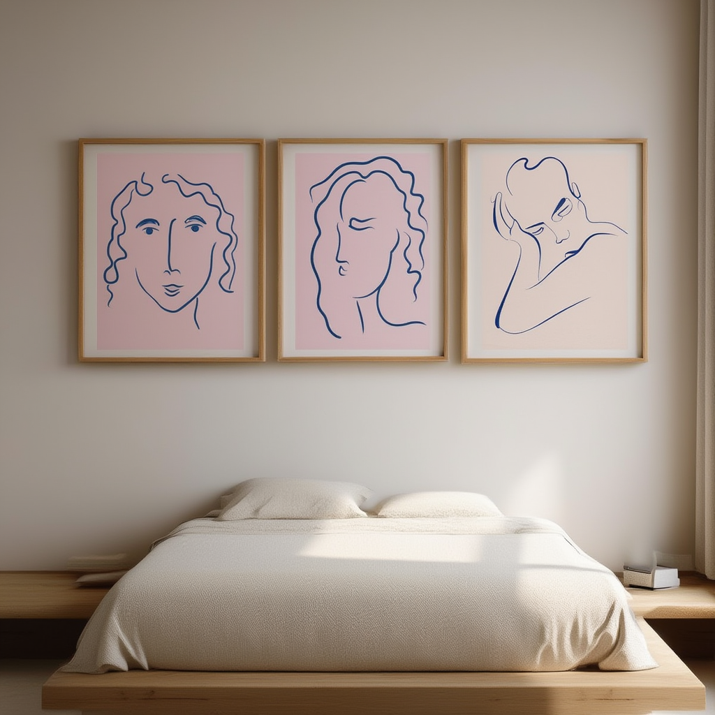 Set of 3 Abstract Female Art Prints – Contemporary Figurative Wall Decor - Hakyarts