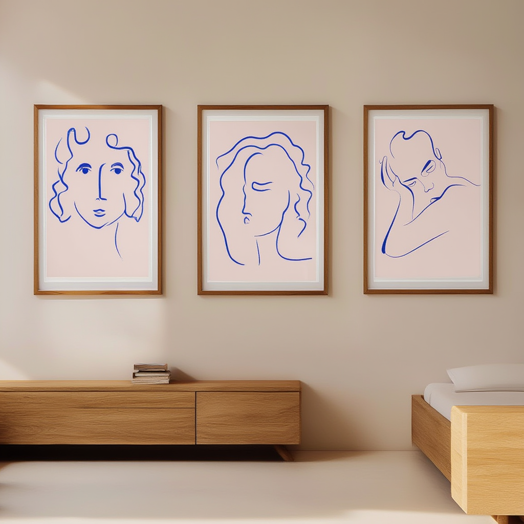 Set of 3 Abstract Female Art Prints – Contemporary Figurative Wall Decor - Hakyarts