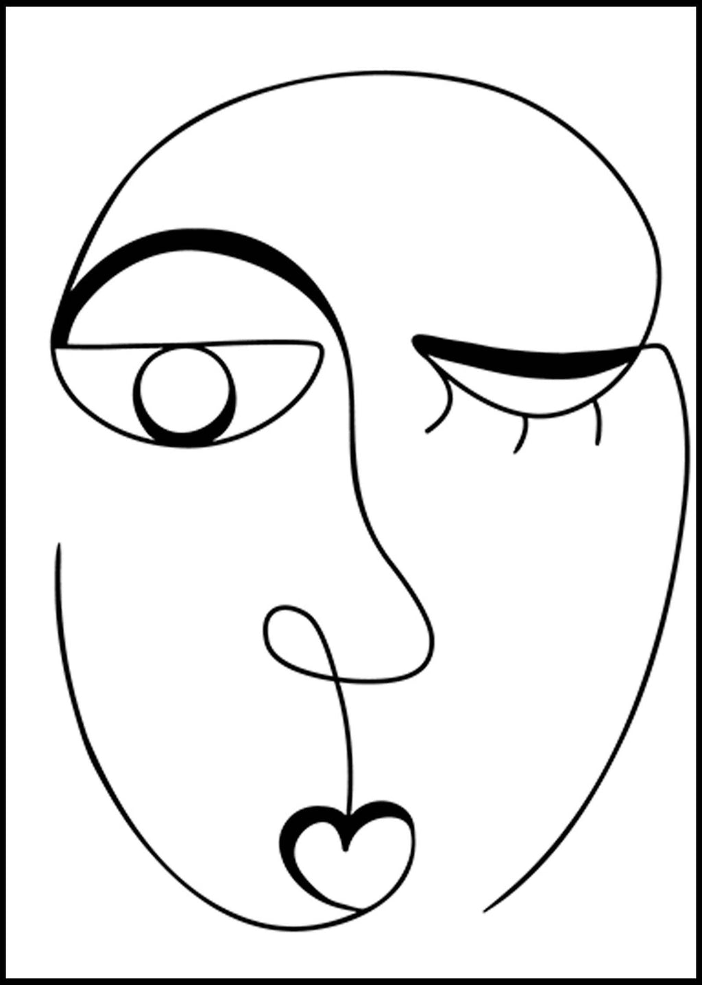 Line Art Woman Face No 2 Poster - Hakyarts