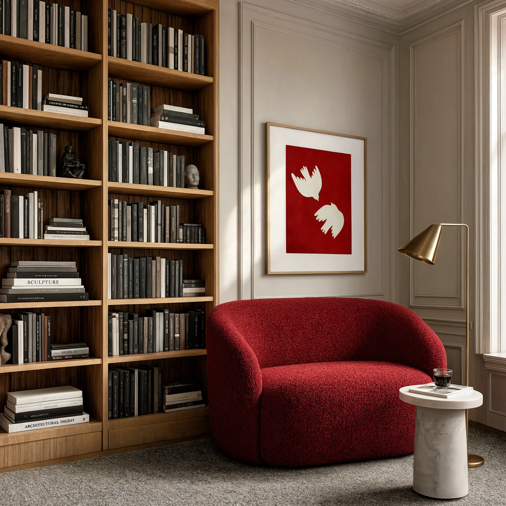 Two Doves in Red | Contemporary Bird Wall Art