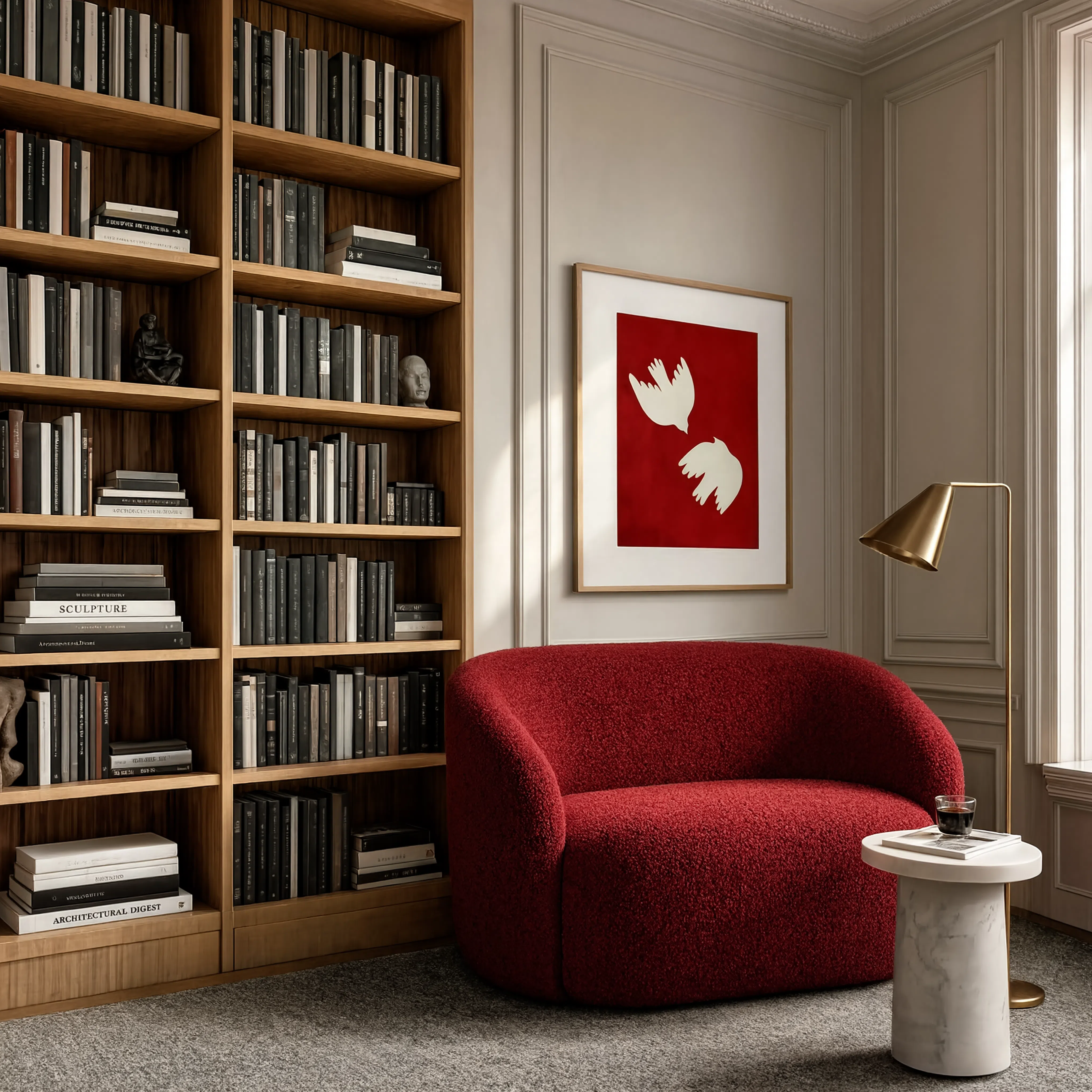 Two Doves in Red | Contemporary Bird Wall Art