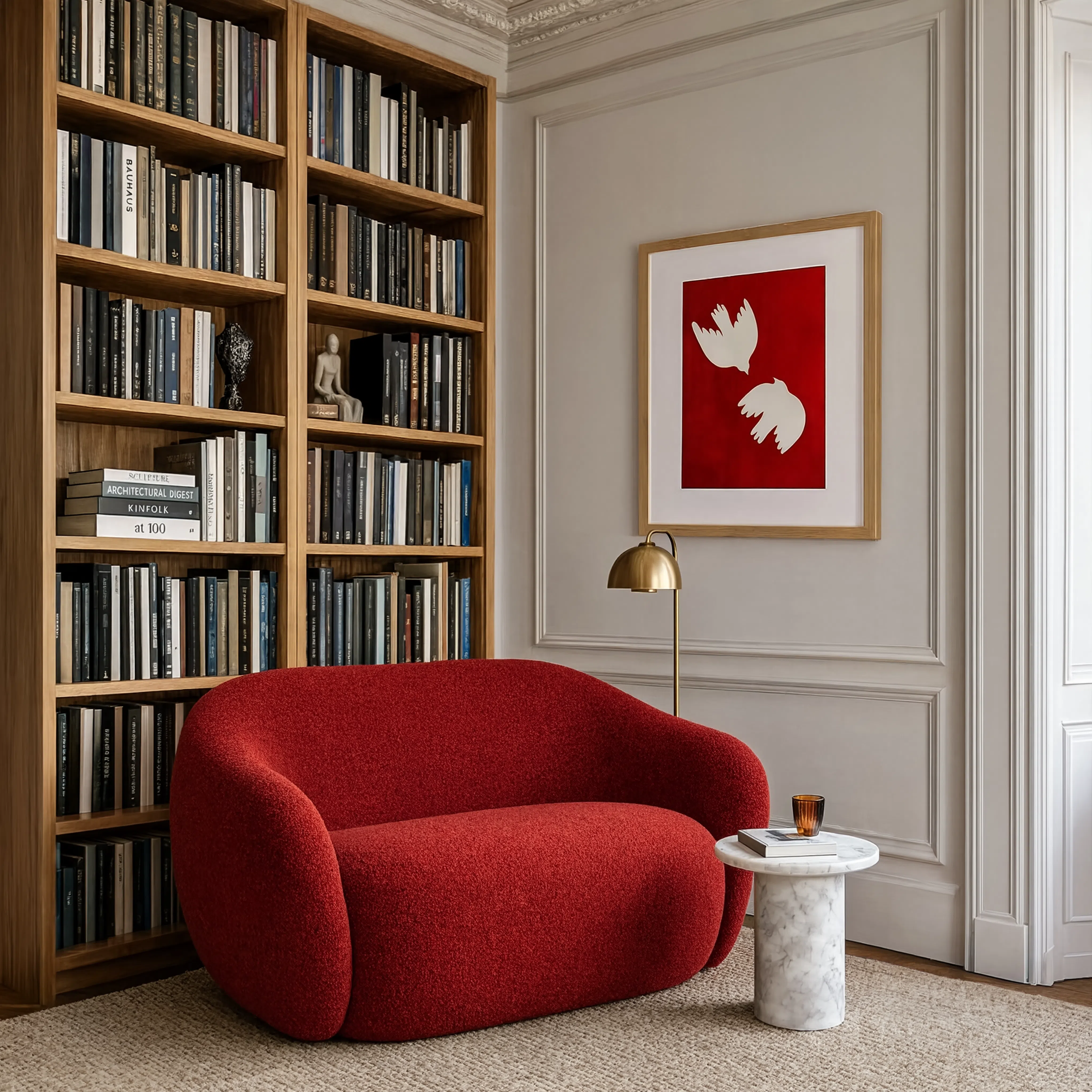 Two Doves in Red | Contemporary Bird Wall Art