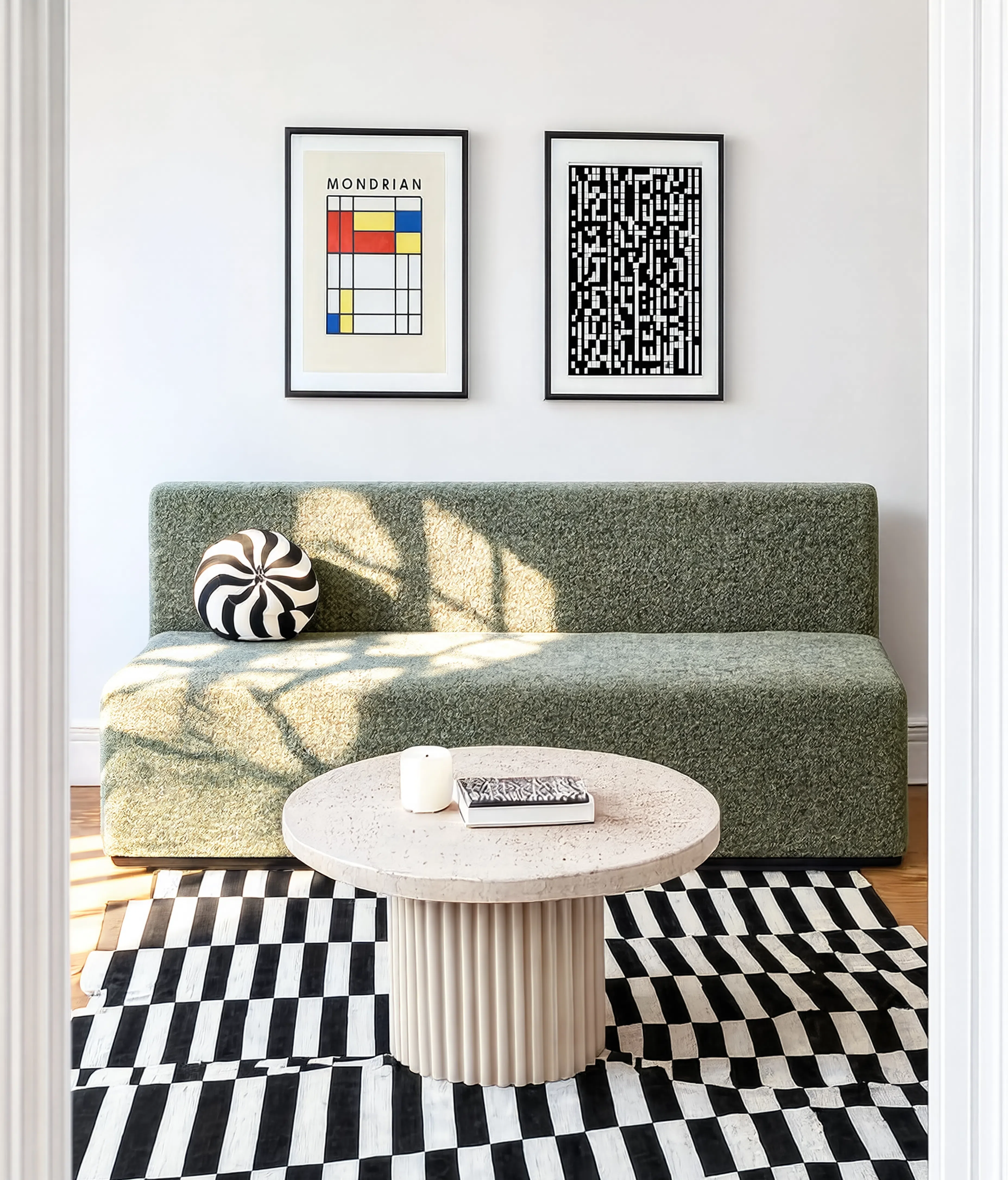 Set of 2 Bauhaus & Geometric Abstract Wall Art Prints – Mondrian & Dynamic Grid Gallery Set