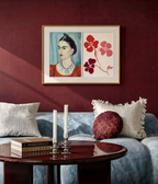 Set of 2 Frida Kahlo Portrait & Red & Pink Floral Poster | Contemporary Wall Art Set