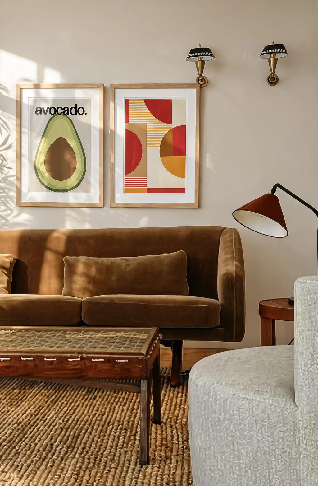 Set of 2 Green Abstract Wall Art Prints – Avocado & Vivid Geometry Gallery Set