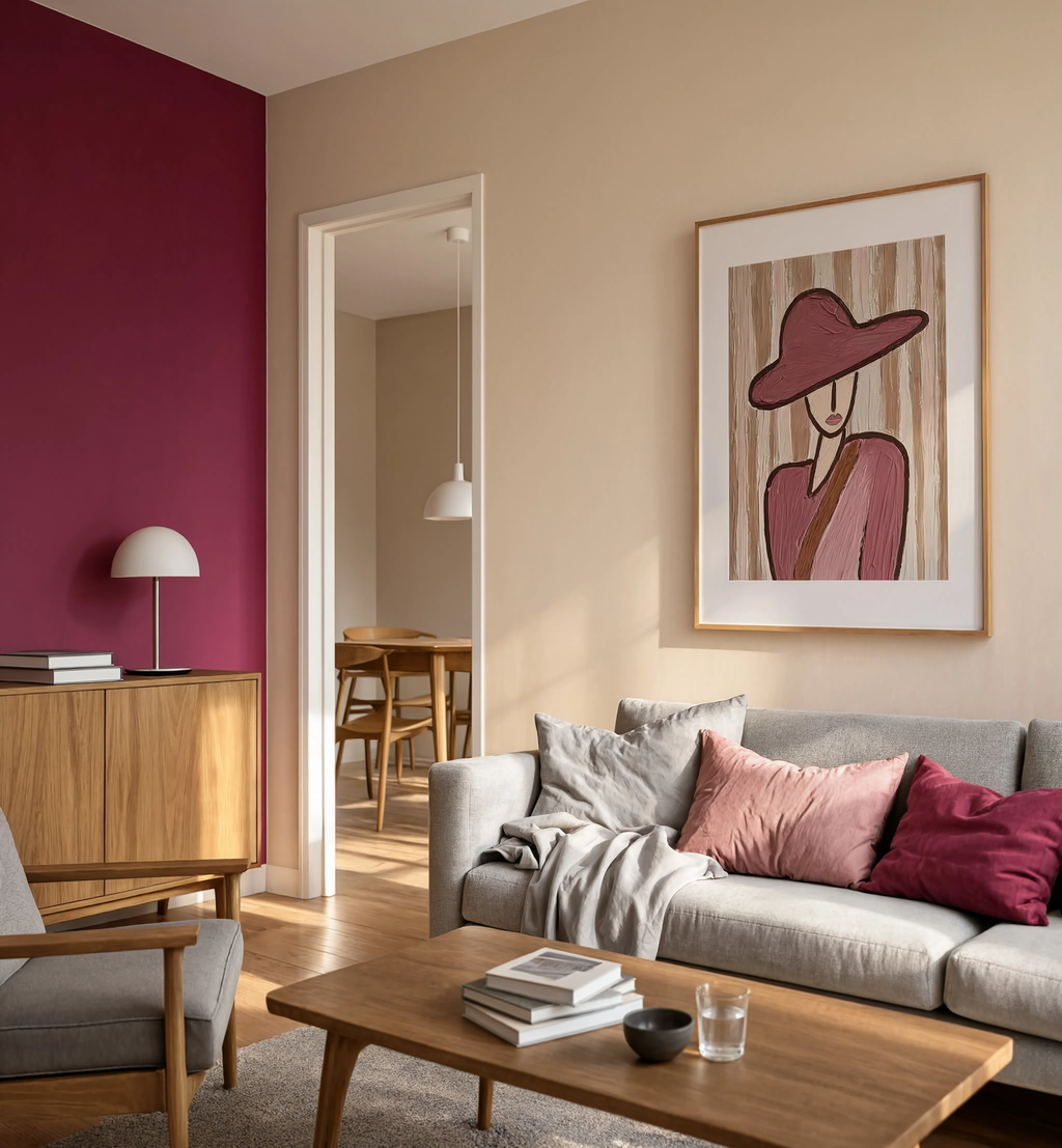 Burgundy Hat | Contemporary Figurative Wall Art Print