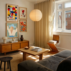 Set of 4 Wall Art Prints – Bauhaus, Constructivist & Vintage Botanical Gallery Collection