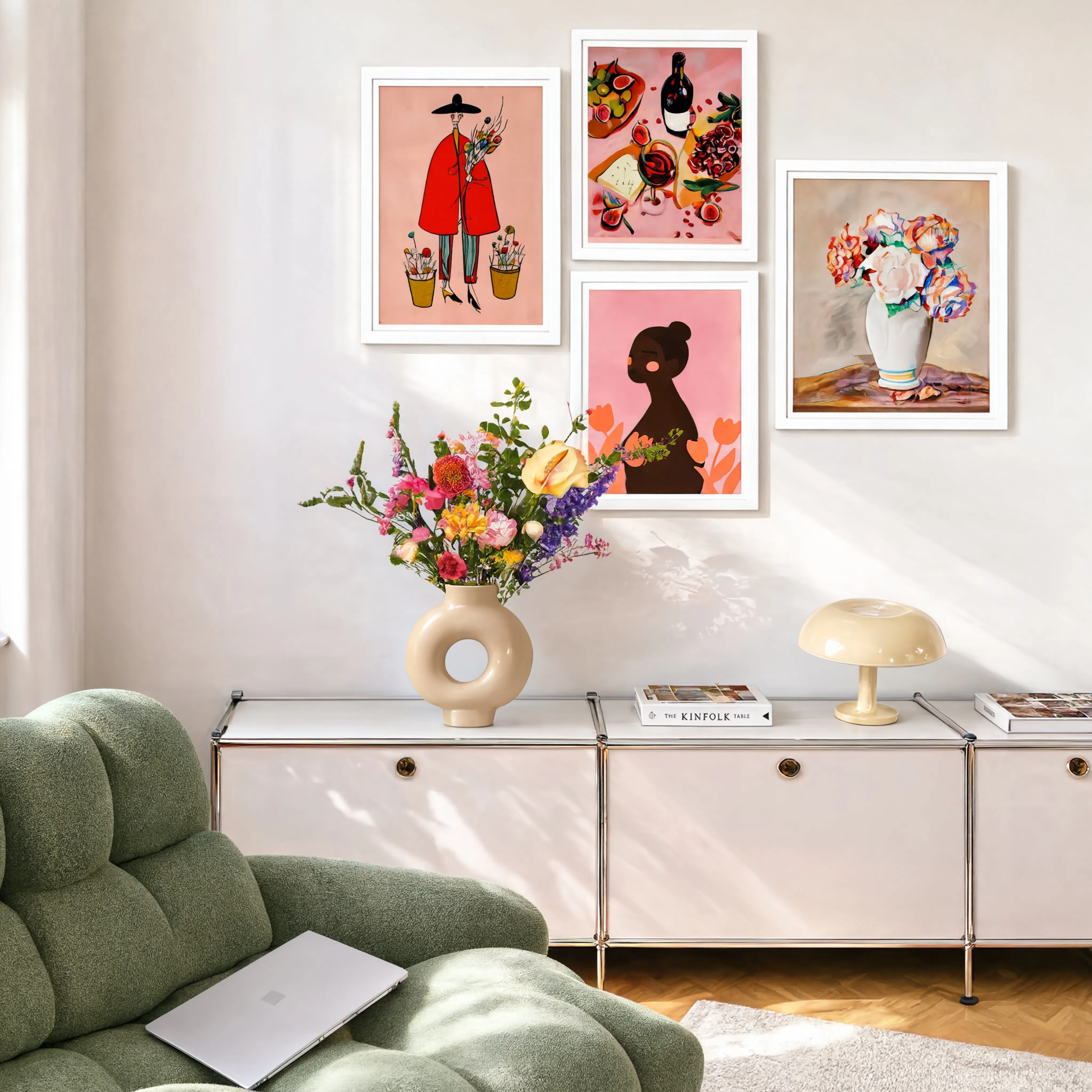 Set of 4 – Floral Elegance & Modern Still Life Wall Art Print Collection