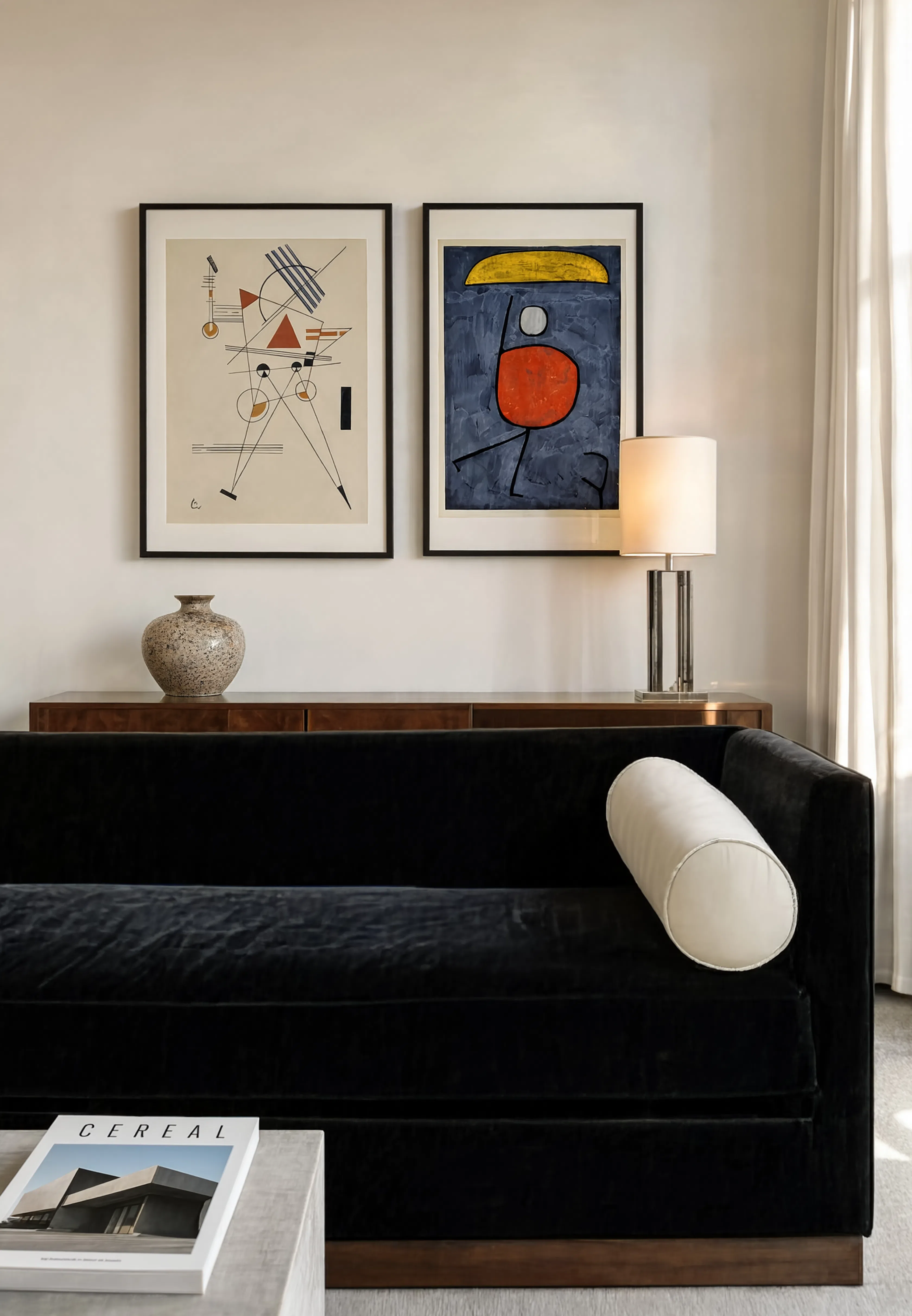 Set of 2 Modernist & Abstract Art Prints – Paul Klee “With an Umbrella” & Kandinsky “Lithographie No. 1” Gallery Set