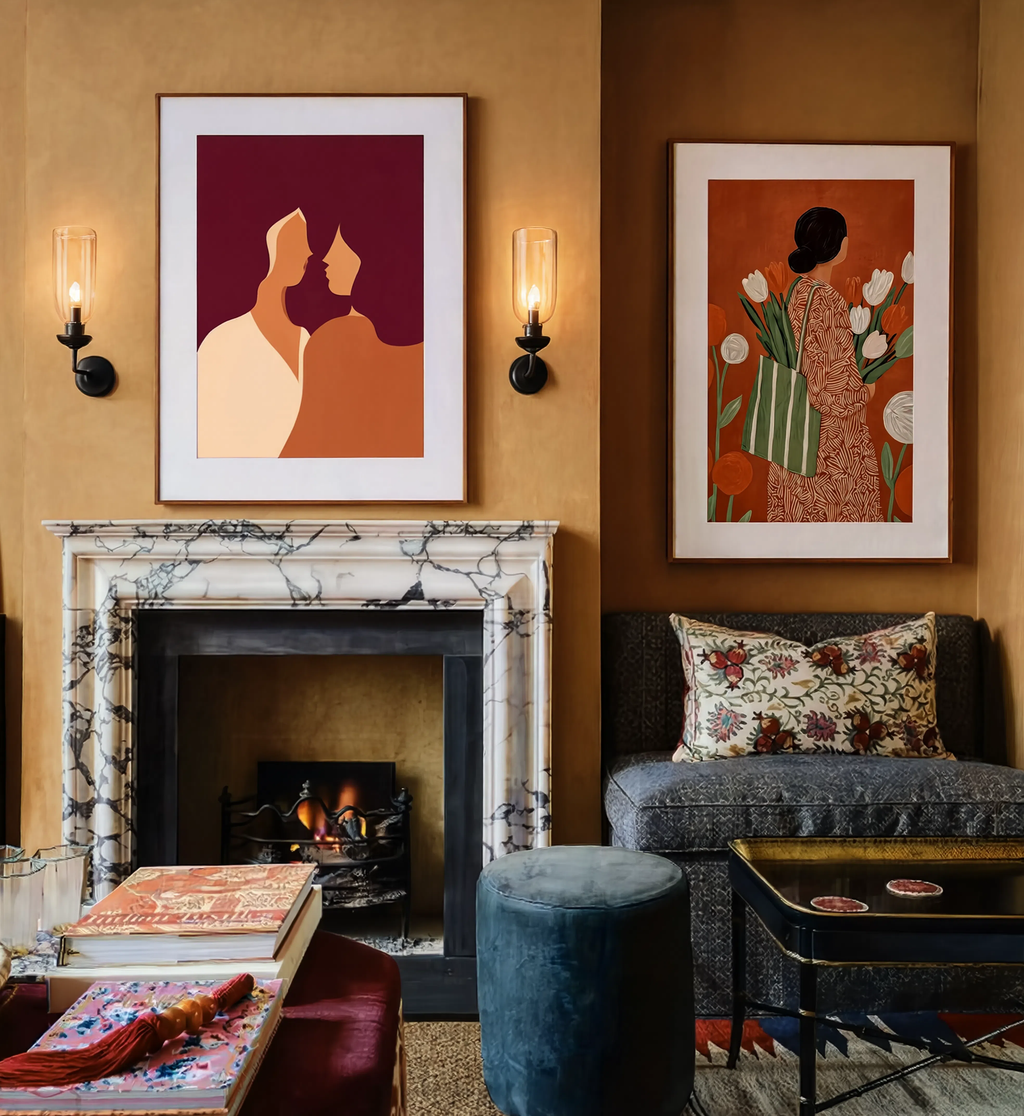 Set of 2 Wall Art Prints | Terracotta Tulip & Planes of Light and Shadow