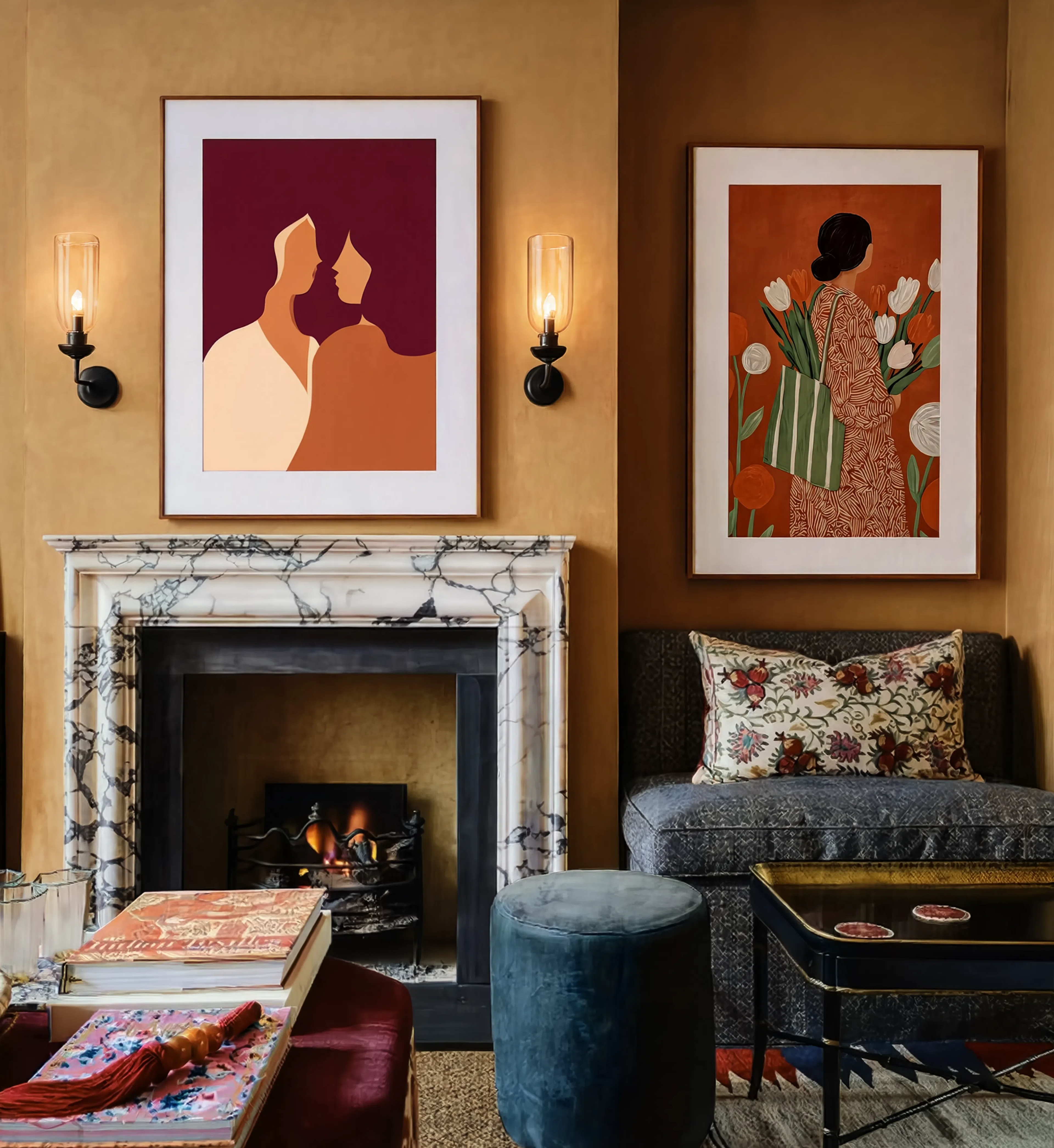 Set of 2 Wall Art Prints | Terracotta Tulip & Planes of Light and Shadow