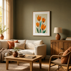 Folk Tulips – Autumn Variation | Contemporary Botanical Wall Art Print