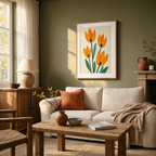 Folk Tulips – Autumn Variation | Contemporary Botanical Wall Art Print