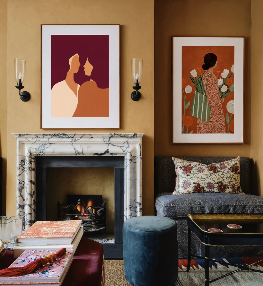 Set of 2 Wall Art Prints | Terracotta Tulip & Planes of Light and Shadow