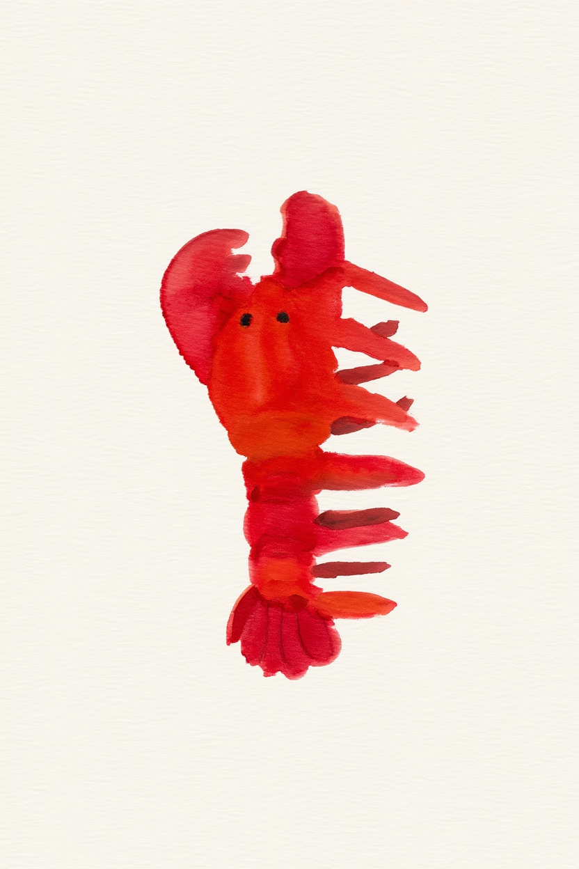 Red Lobster Wall Art Print – Illustrated Marine Wildlife Poster