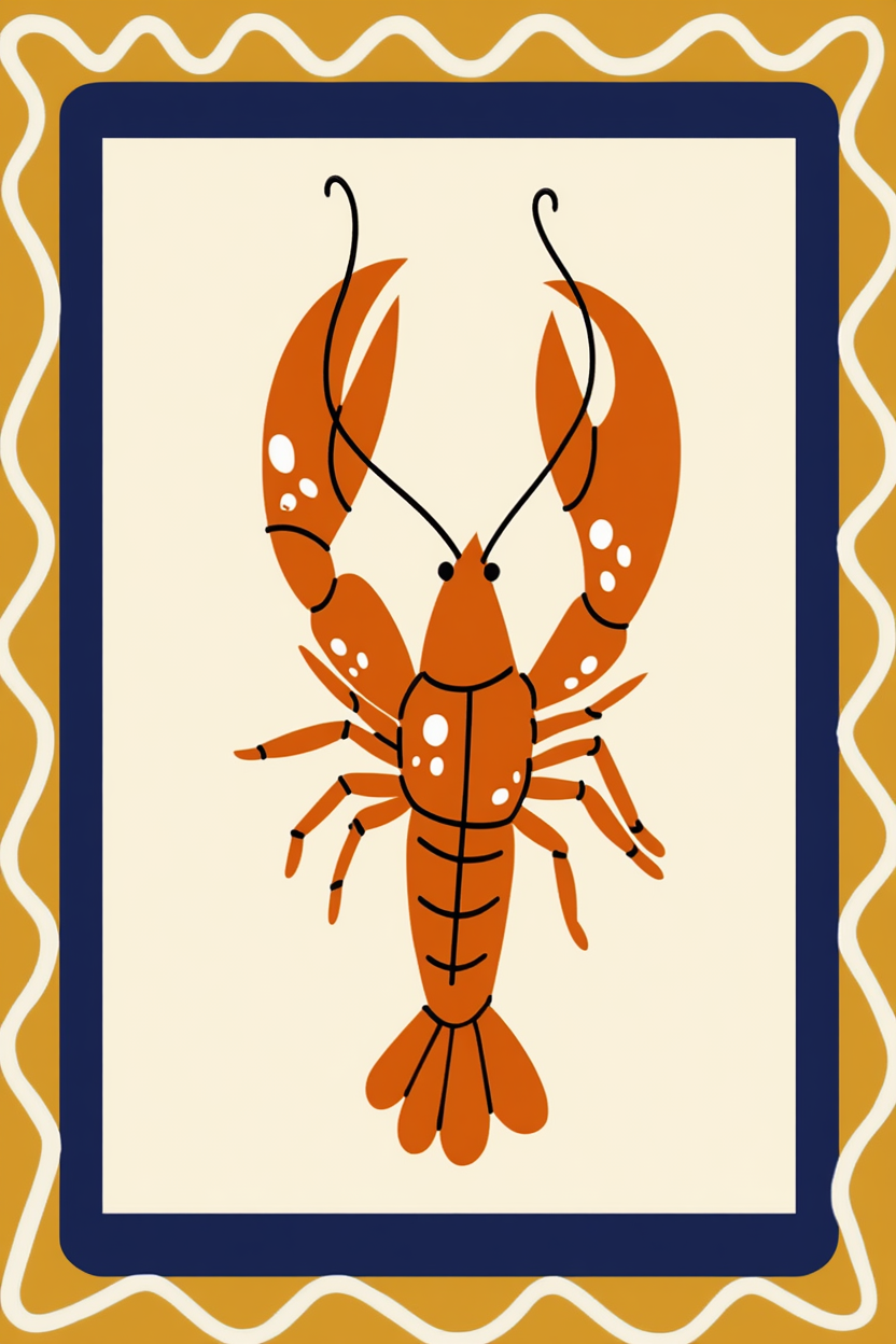 Bon Appétit Kitchen Art Set – 4 Prints Featuring Pasta, Lobster & Tomatoes