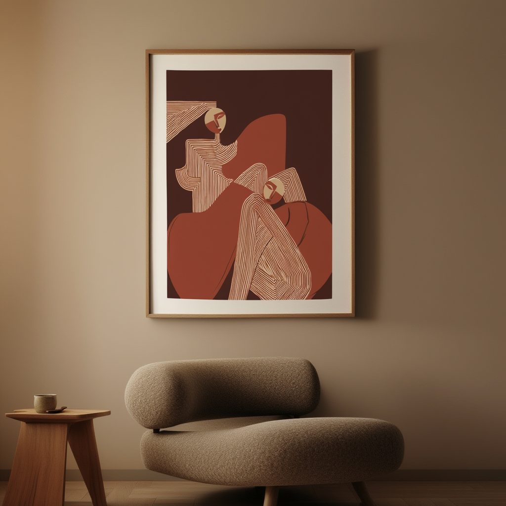 Golden Silhouette – Art Deco Figurative Illustration Print