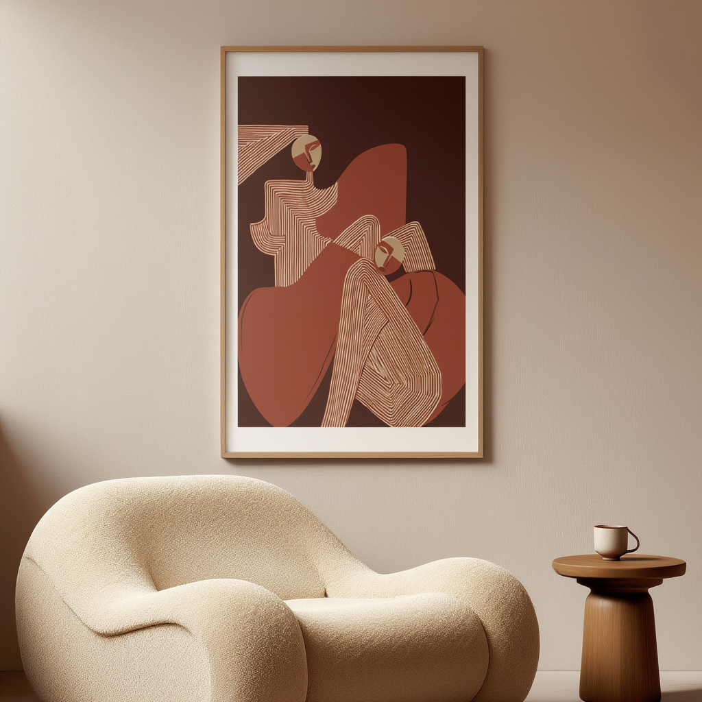 Golden Silhouette – Art Deco Figurative Illustration Print