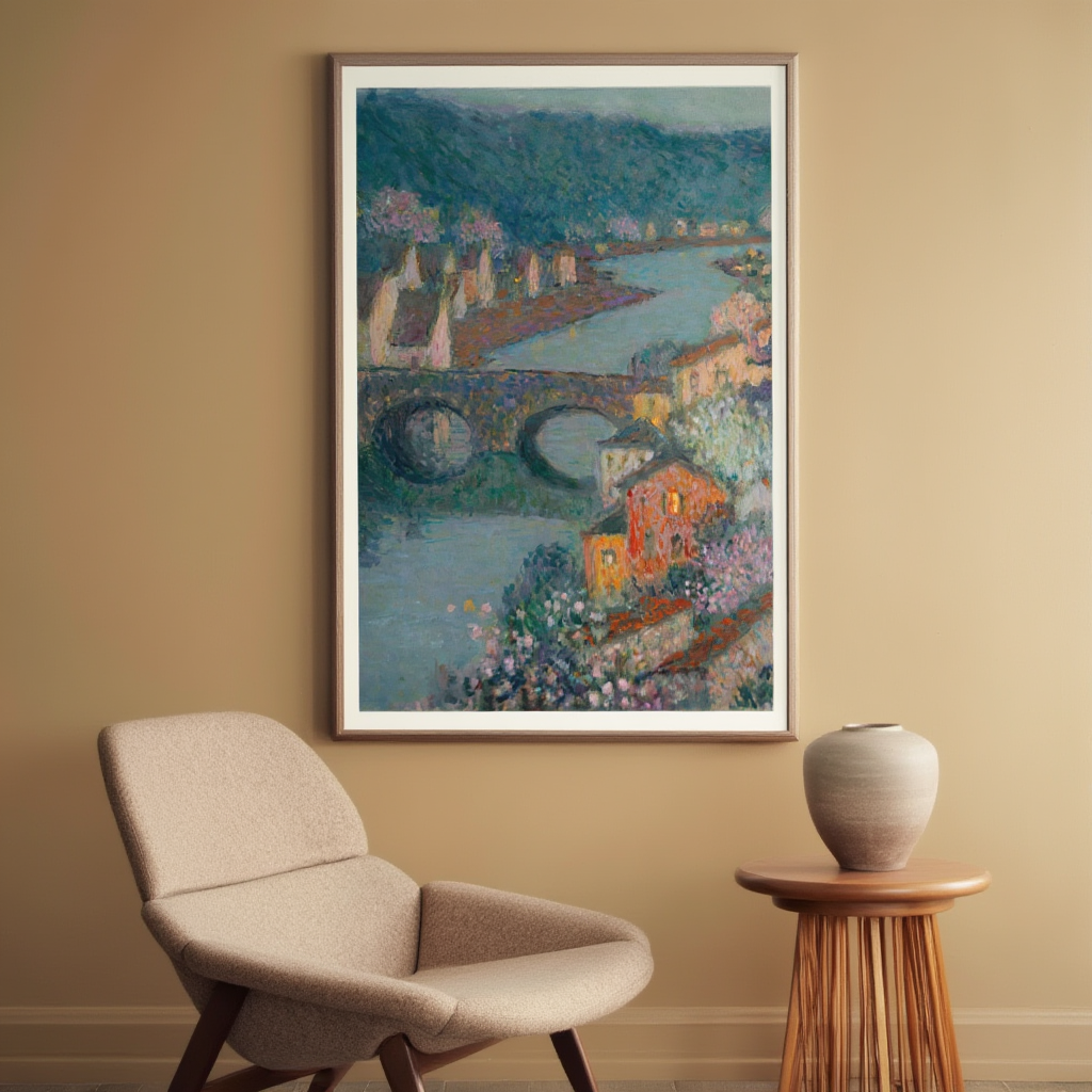 Les Maisons sur la Rivière (circa 1938) by Henri Le Sidaner – Riverside Landscape Art Print