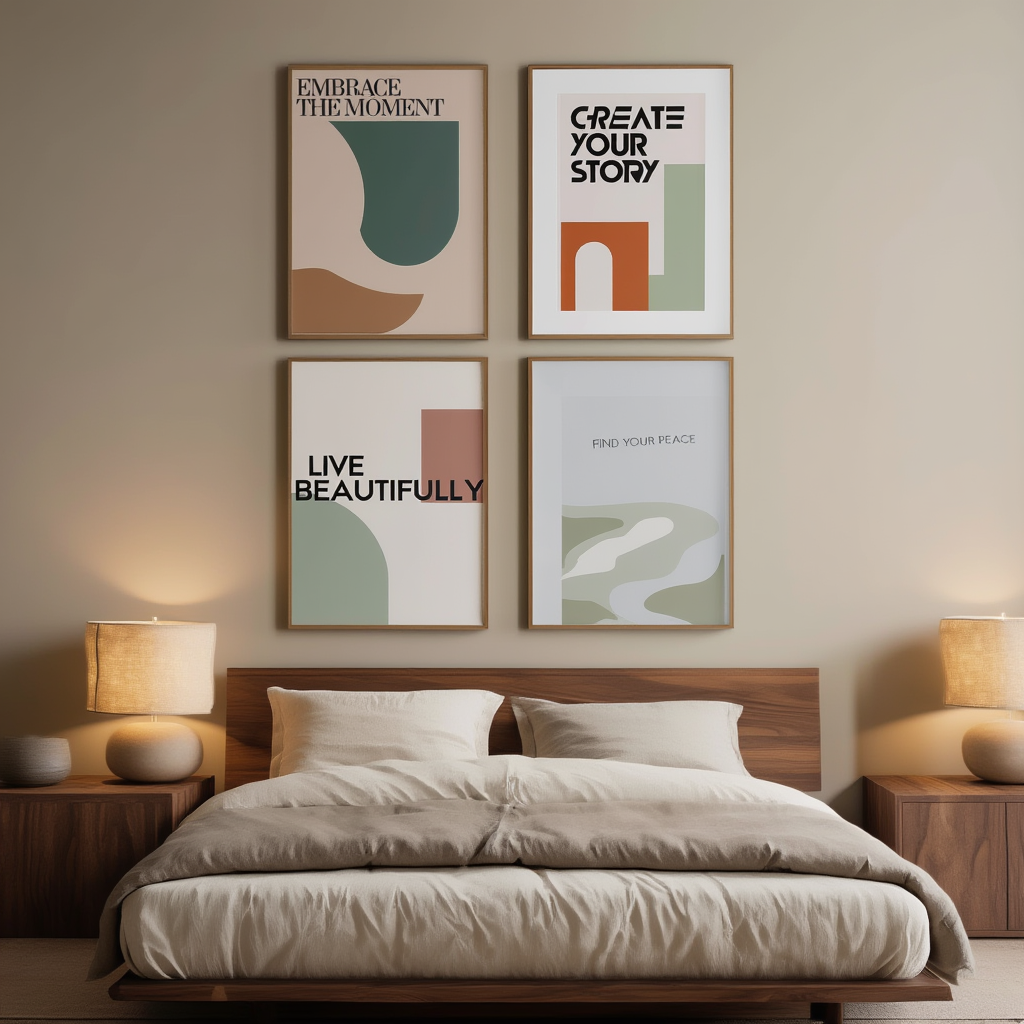 Set of 4 Motivational Prints – Inspirational Wall Art for Home & Office - Hakyarts