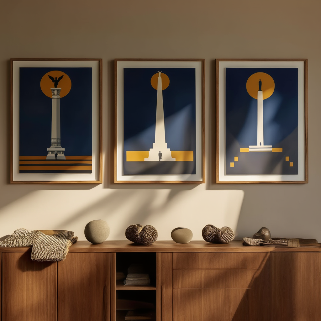 Set of 3 Art Deco Architectural Prints – Timeless Geometric Elegance