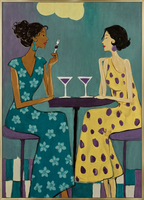 Martini Ladies Print | Cool Hue | Contemporary Cocktail Wall Art