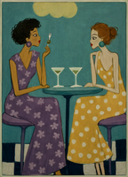 Martini Ladies Print | Warm Hue | Contemporary Cocktail Wall Art