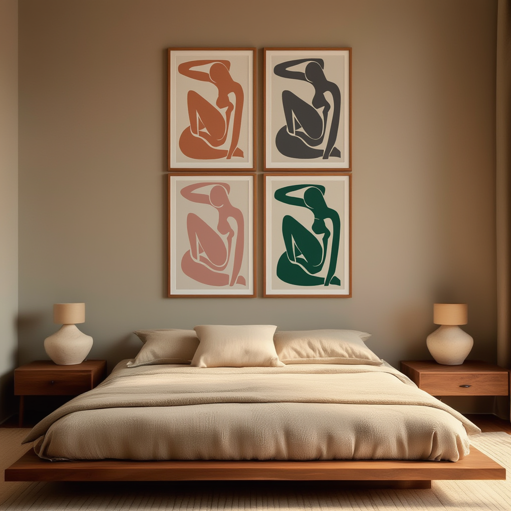 Set of 4 Abstract Nude Line Art Prints – Matisse Inspired Modern Décor