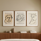 Set of 3 Minimalist Prints – Matisse Line Art - Hakyarts