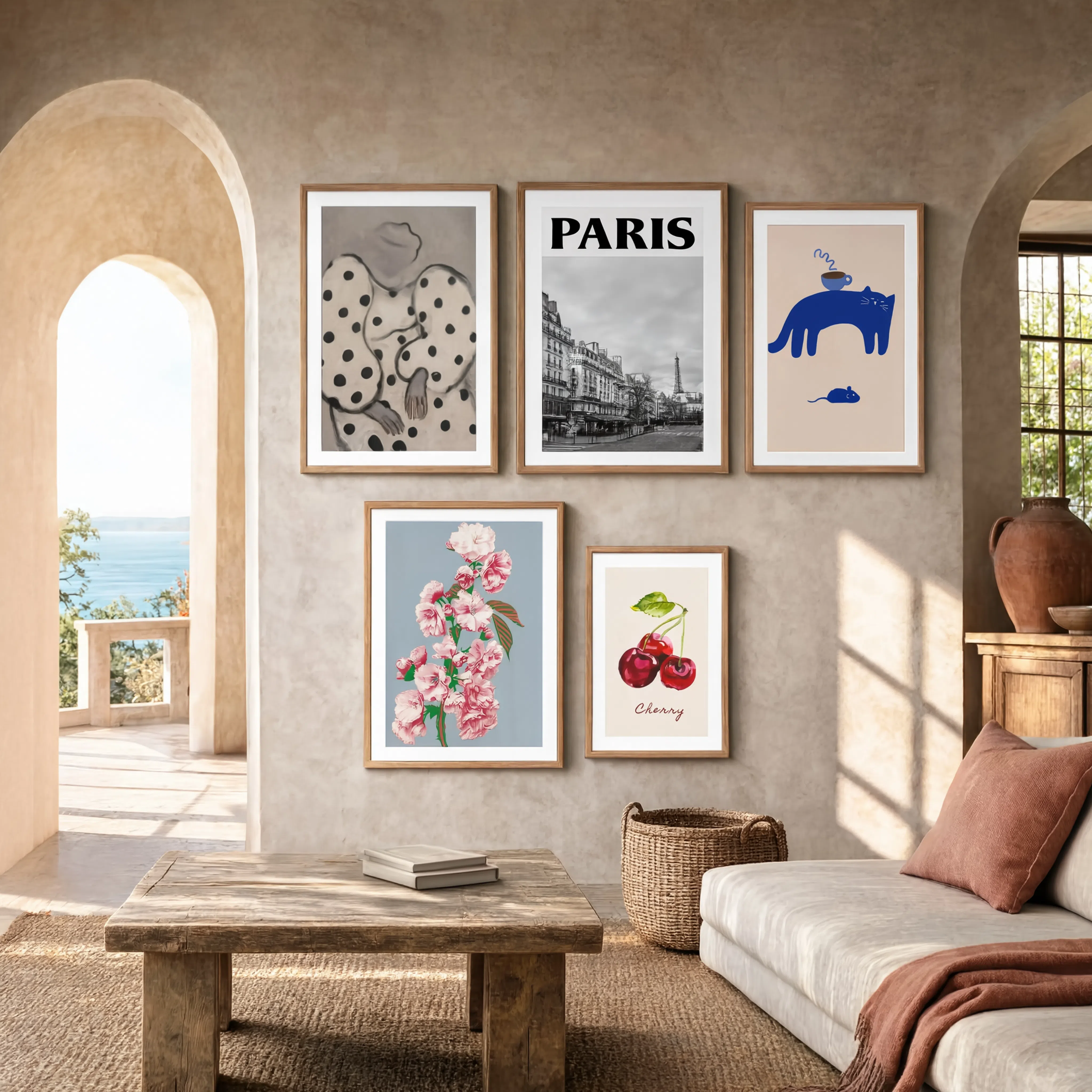 Blue & Red Curated Wall Art Set of 5