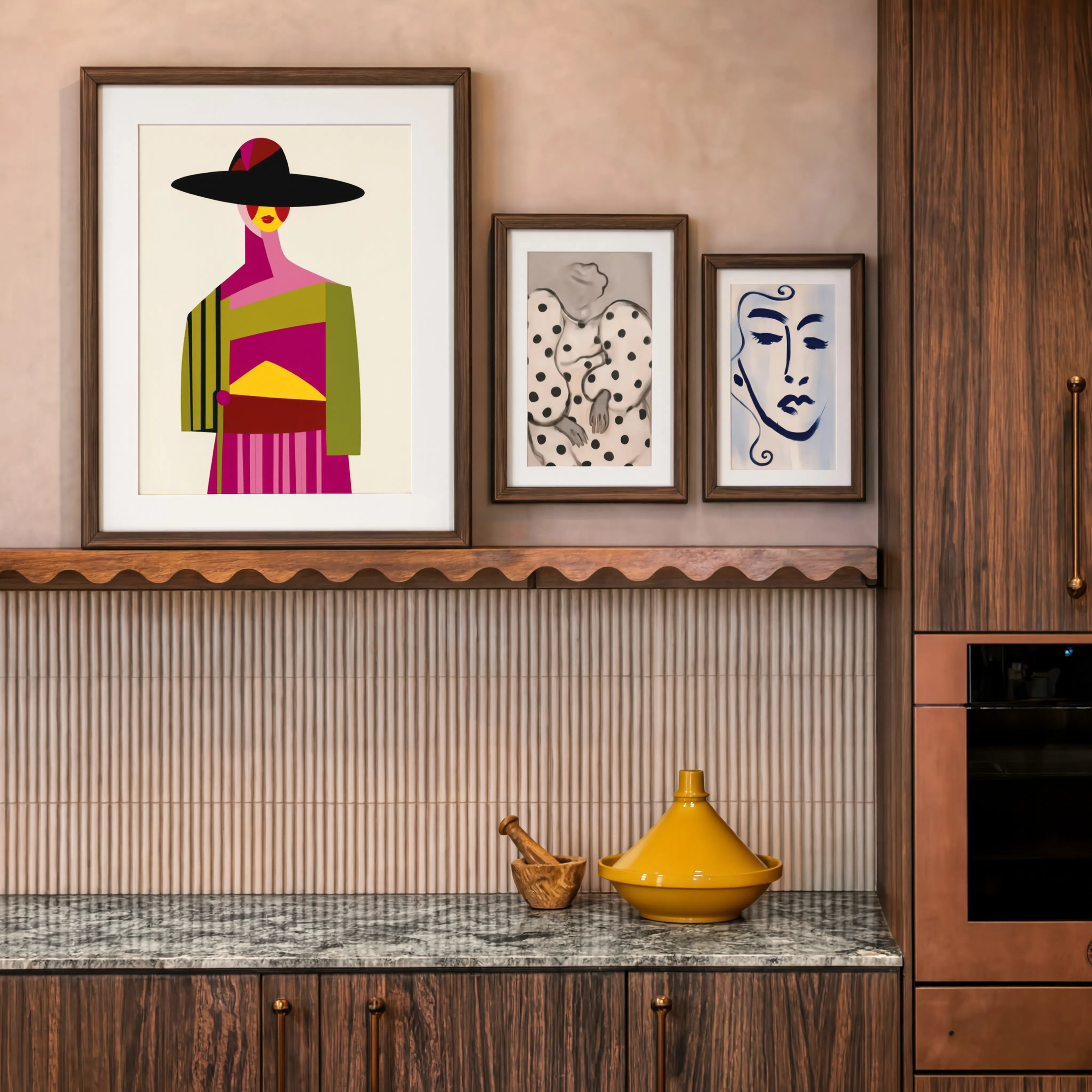 Set of 3 Wall Art Prints – Linear Essence, Graceful Presence & Flowing Curl Figurative Collection