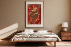 Tibetan Dragon Poster – Red | Himalayan Mythological Dragon Wall Art