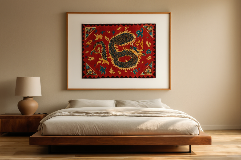 Tibetan Dragon Poster – Red | Himalayan Mythological Dragon Wall Art
