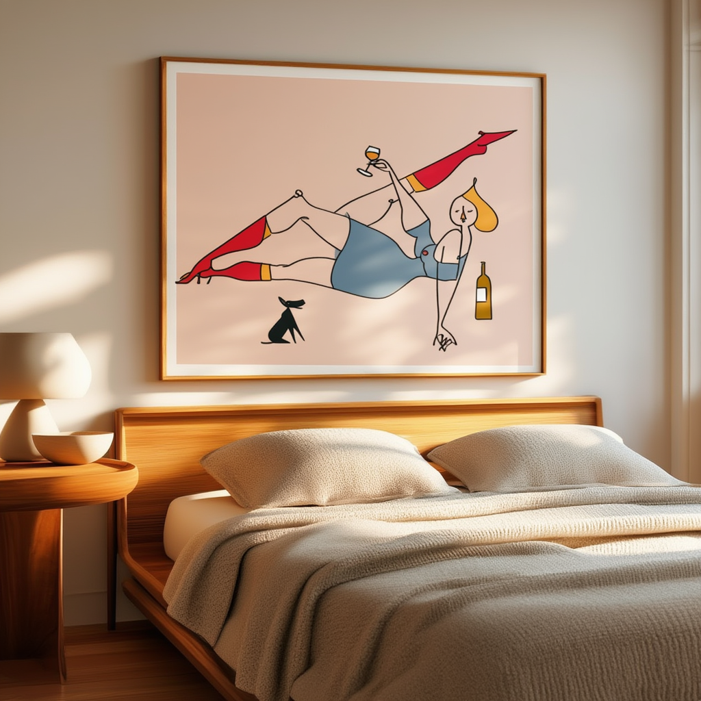 Wine Evening – Illustrated Print of a Relaxed Moment