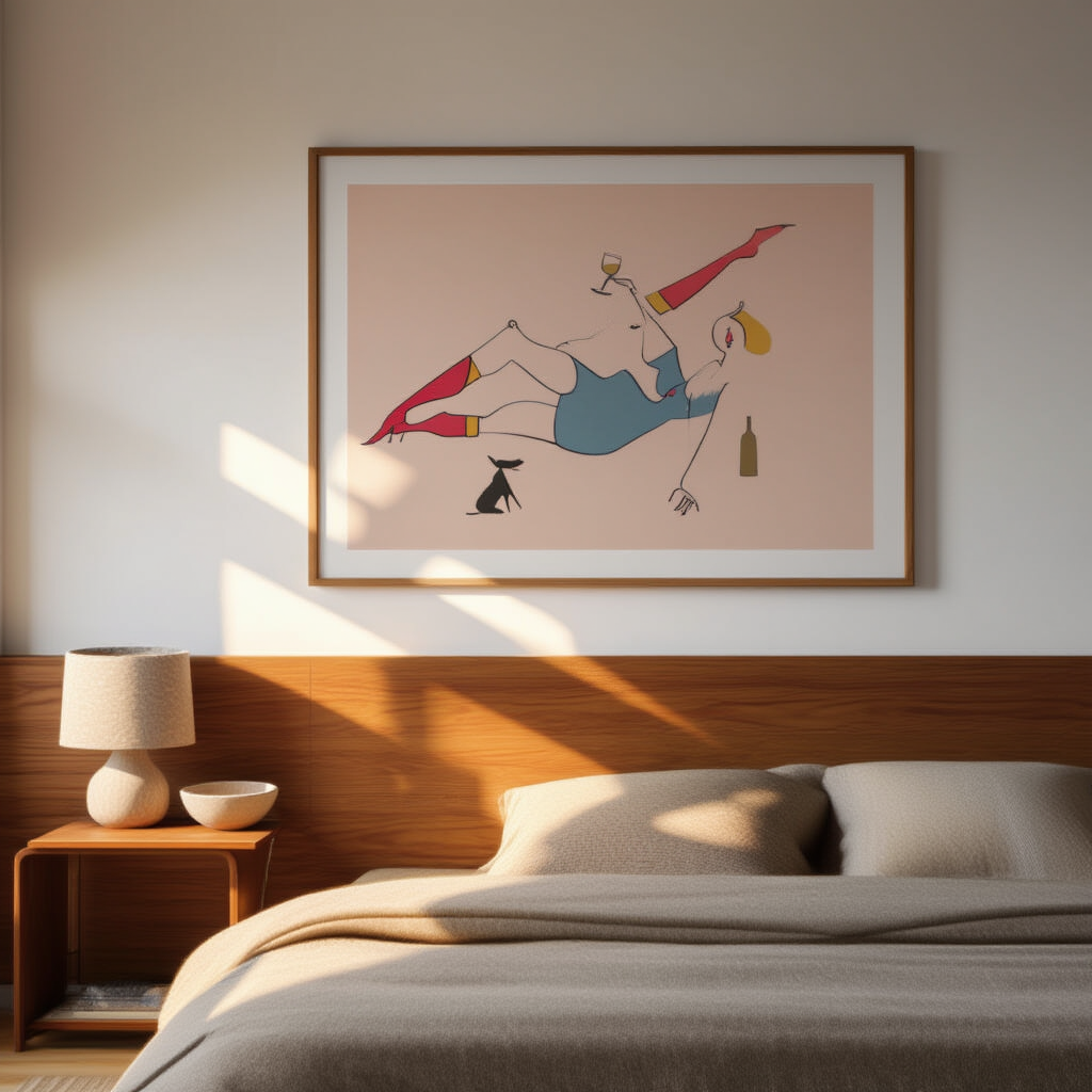 Wine Evening – Illustrated Print of a Relaxed Moment