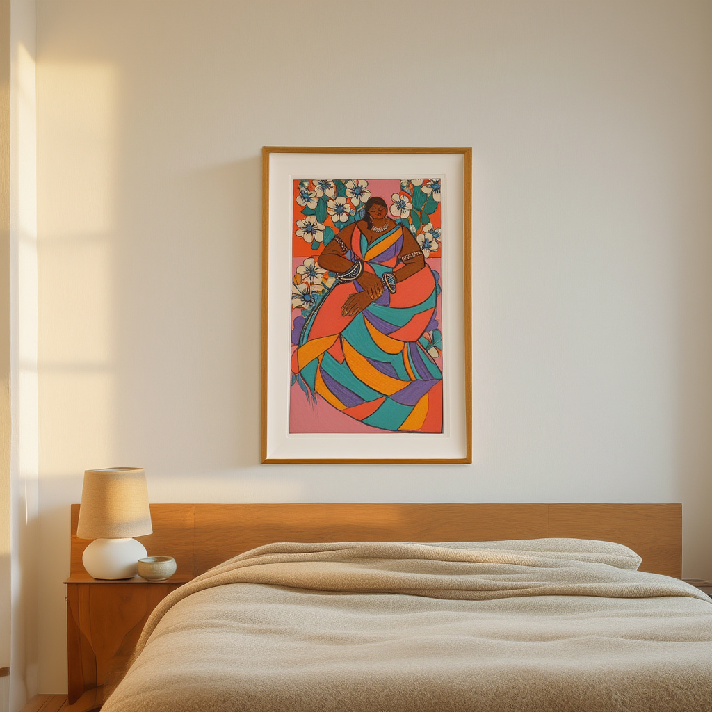 Radiant Heritage – Colourful Folk Art Portrait of a Black Woman