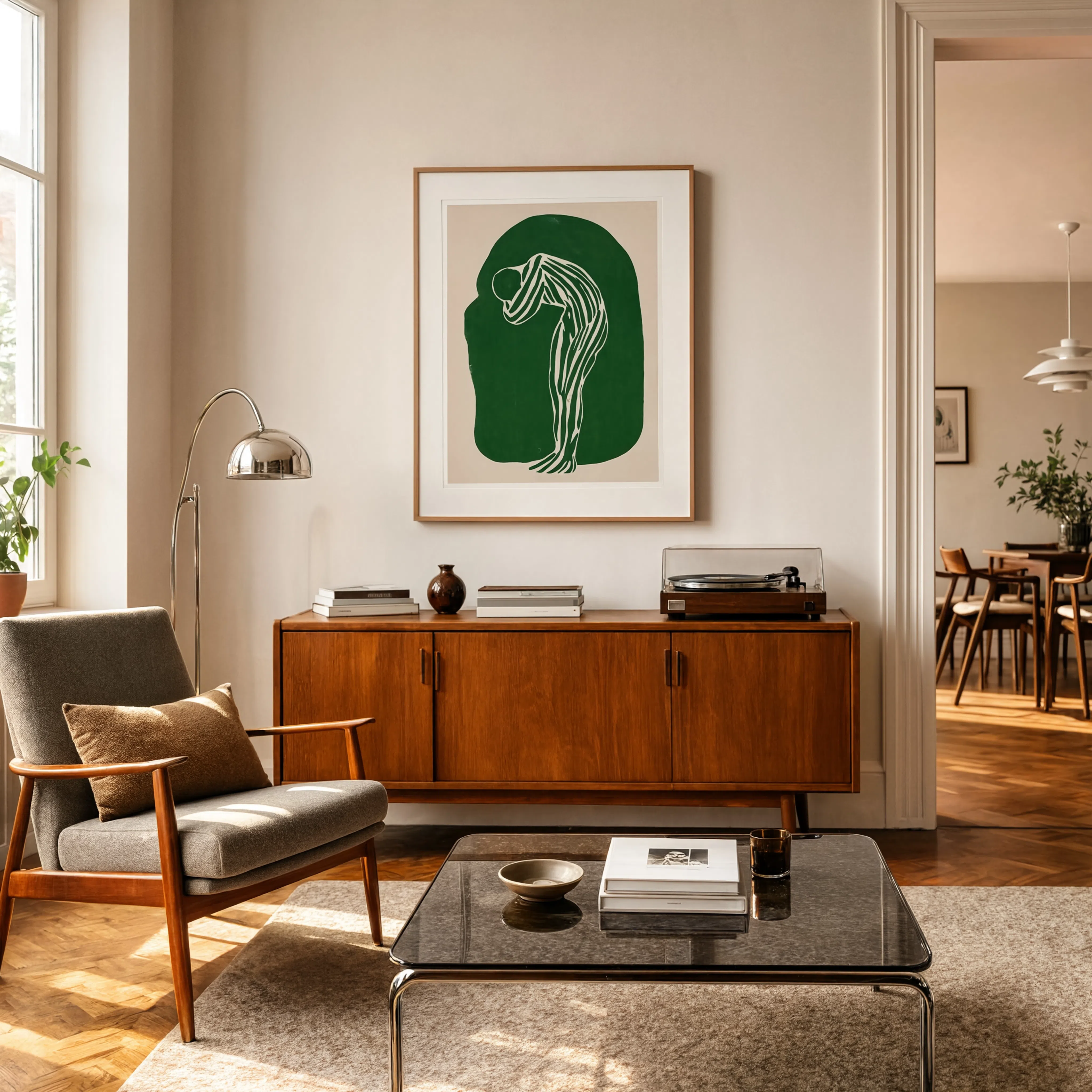 Green Striped Figure | Contemporary Figurative Wall Art