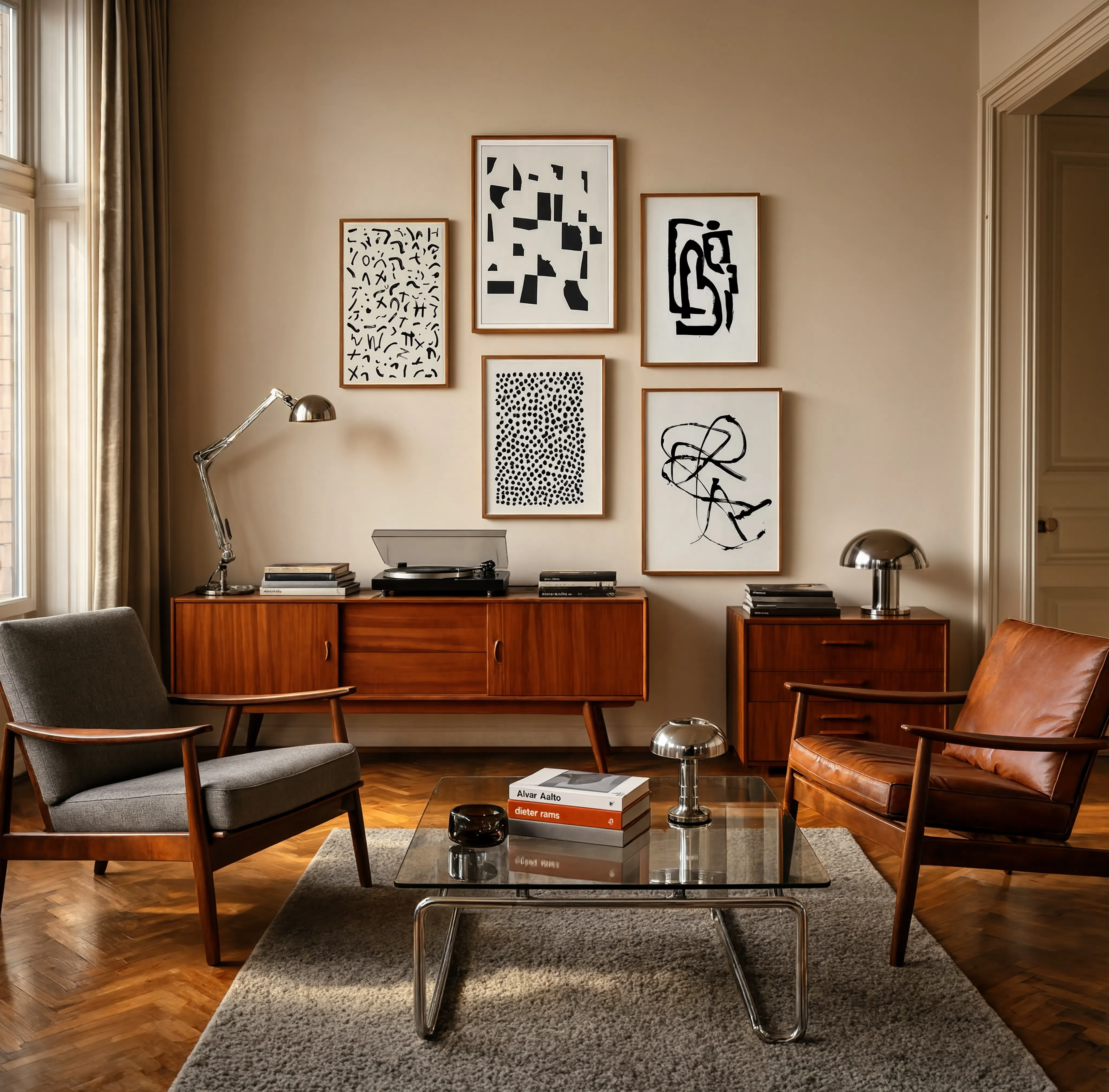 Set of 5 Black and White Art Pieces | Contemporary Abstract Print Set
