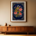Blue Tibetan Dragon Poster – Mystical Asian Art Print