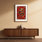 Tibetan Dragon Poster – Red | Himalayan Mythological Dragon Wall Art