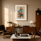 Stacked Vintage Chairs II | Modern Vintage Museum Style Art