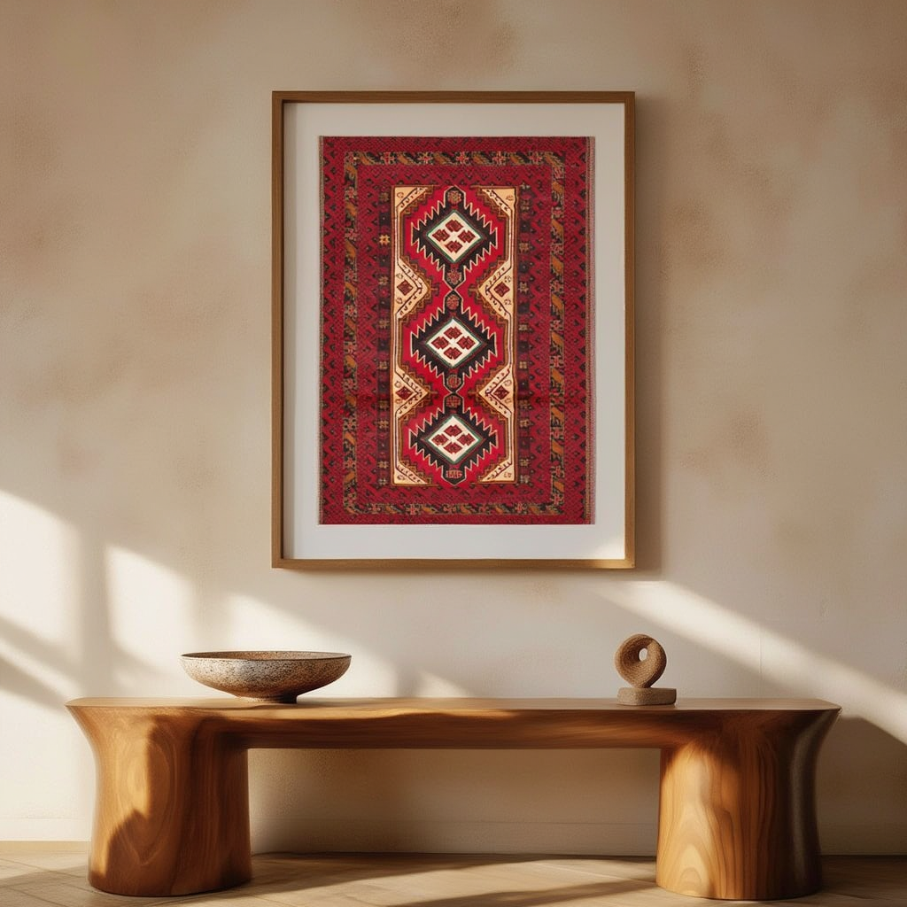 Red Baluchi Rug Variation | Orientalist Art Print Collection