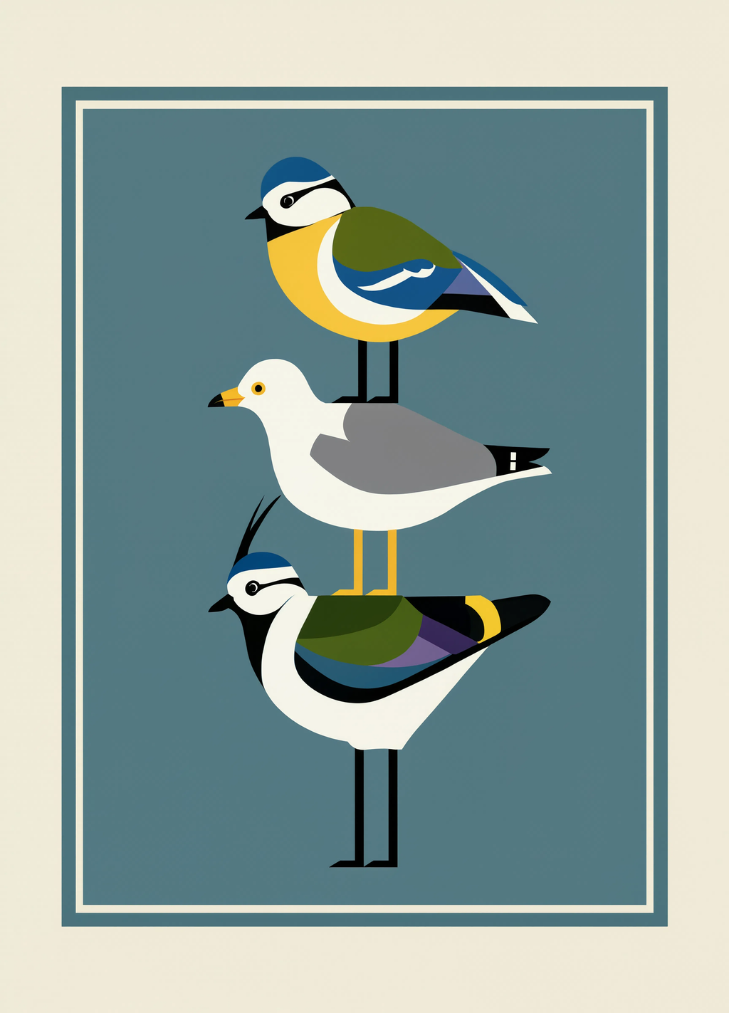 Mid-Century Bird Print Variation | Contemporary Animal Wall Art